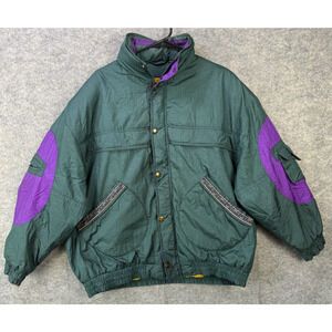 VTG Hunters Run Jacket Men's Large Green Vintage Floral Border Pocket